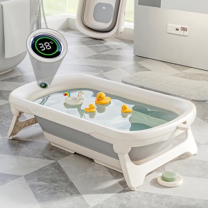 Plastic Baby Tub Bathtubs Folded Bath Tub with Thermometer