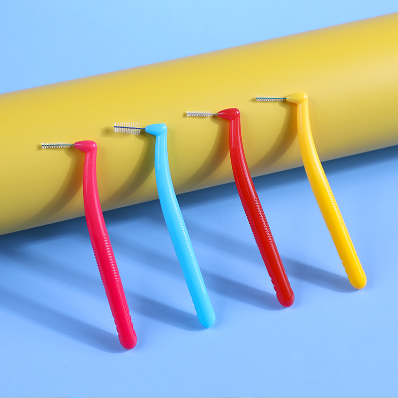 Chinese wholesale Dental Floss Picks - Oral Hygiene L shape angle head interdental brush  – Perfect