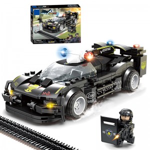 Building Block Police Car Series Construction Toy Pull Back Cars Police Truck Educational Toys Play Set