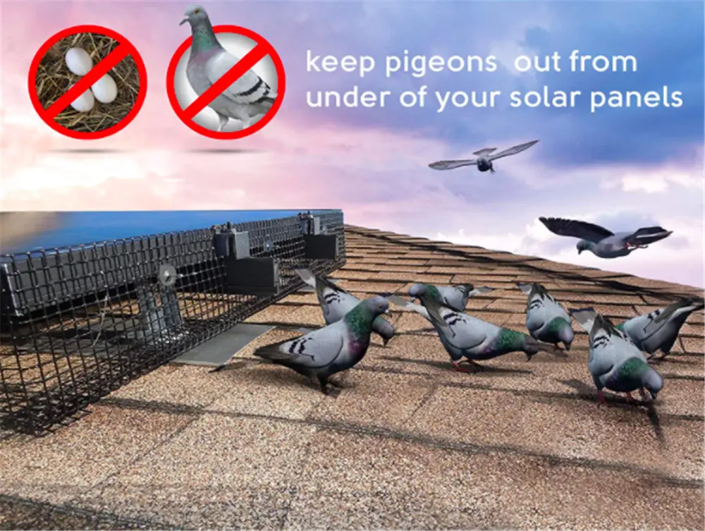 The innovative Bird Mesh technology protects solar panels from the threat of birds