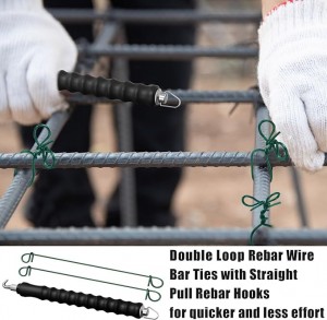 1000 Pieces Double Loop Rebar Wire Bar Ties 6 Inch 16 Gauge Black with Automatic Rebar Tie Tool for Concrete Steel Securing Fence Sandbags and More