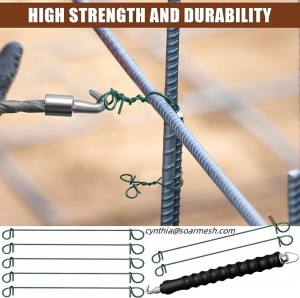 1000 Pieces Double Loop Rebar Wire Bar Ties 6 Inch 16 Gauge Black with Automatic Rebar Tie Tool for Concrete Steel Securing Fence Sandbags and More