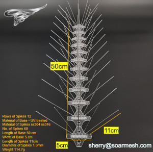 Factory wholesale 5 pin plastic base stainless steel bird spike,stainless steel wire bird spike 60 spikes bird control
