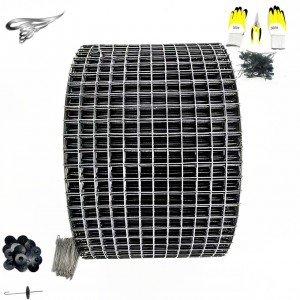 6in x 100ft Solar Panel Bird Prevention Roll Kit with 60 Fastener Clips Heavy Duty Galvanized Black PVC Coated Wire Roll Mesh