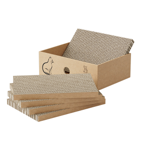 Corrugated paper cat scratching board and carton cat litter combination