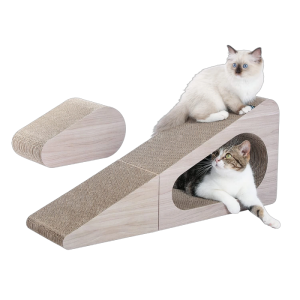 Tiragraffi triangolare 2 in 1 per gatti, da utilizzare verticalmente contro il muro