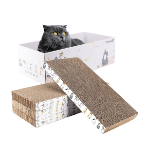 Bộ hộp đựng bảng cào mèo hoạt hình: 4 bảng cào mèo có thể đảo ngược