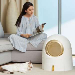 PetnessGo Luxury Large Round Enclosed Semi Automatic Cat Litter Box For Cat