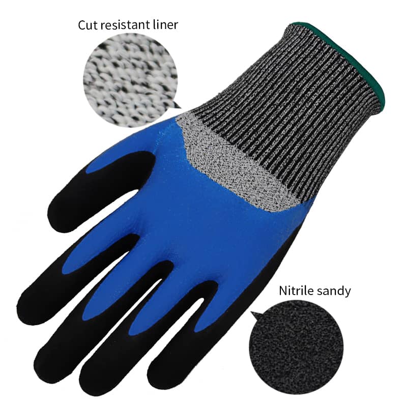 13g HPPE Liner, 3/4 Coated Smooth Nitrile First, Palm Coated Sandy Nitrile Finished