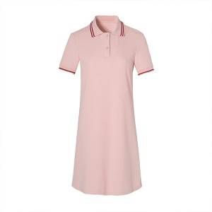 2021 solid color short sleeve crop top pink custom logo polo dress t shirt for women PY-WP002