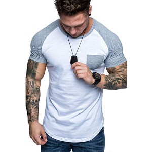 Explosive Pocket round neck raglan sleeve men’s short-sleeved T-shirt PT-ND013