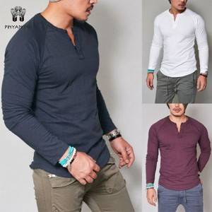 New men’s clothing for autumn and winter Pure color workout clothes Slim men’s Long sleeve T-shirt   PY-NC006