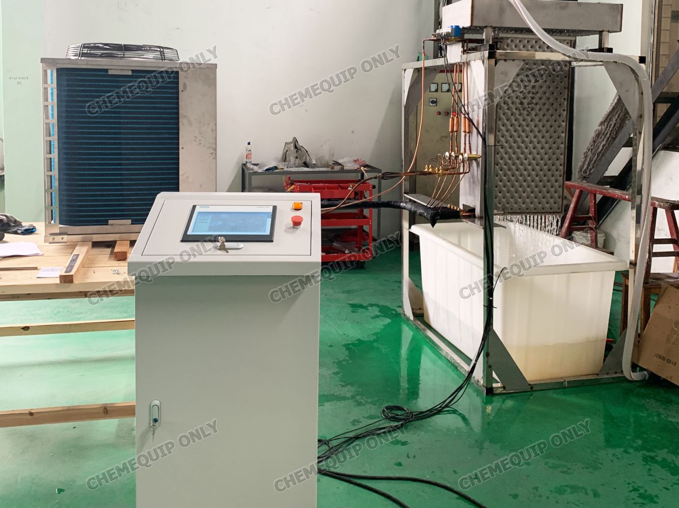 Máquina de placa de gelo com trocador de calor de placa de descanso produz flocos de gelo