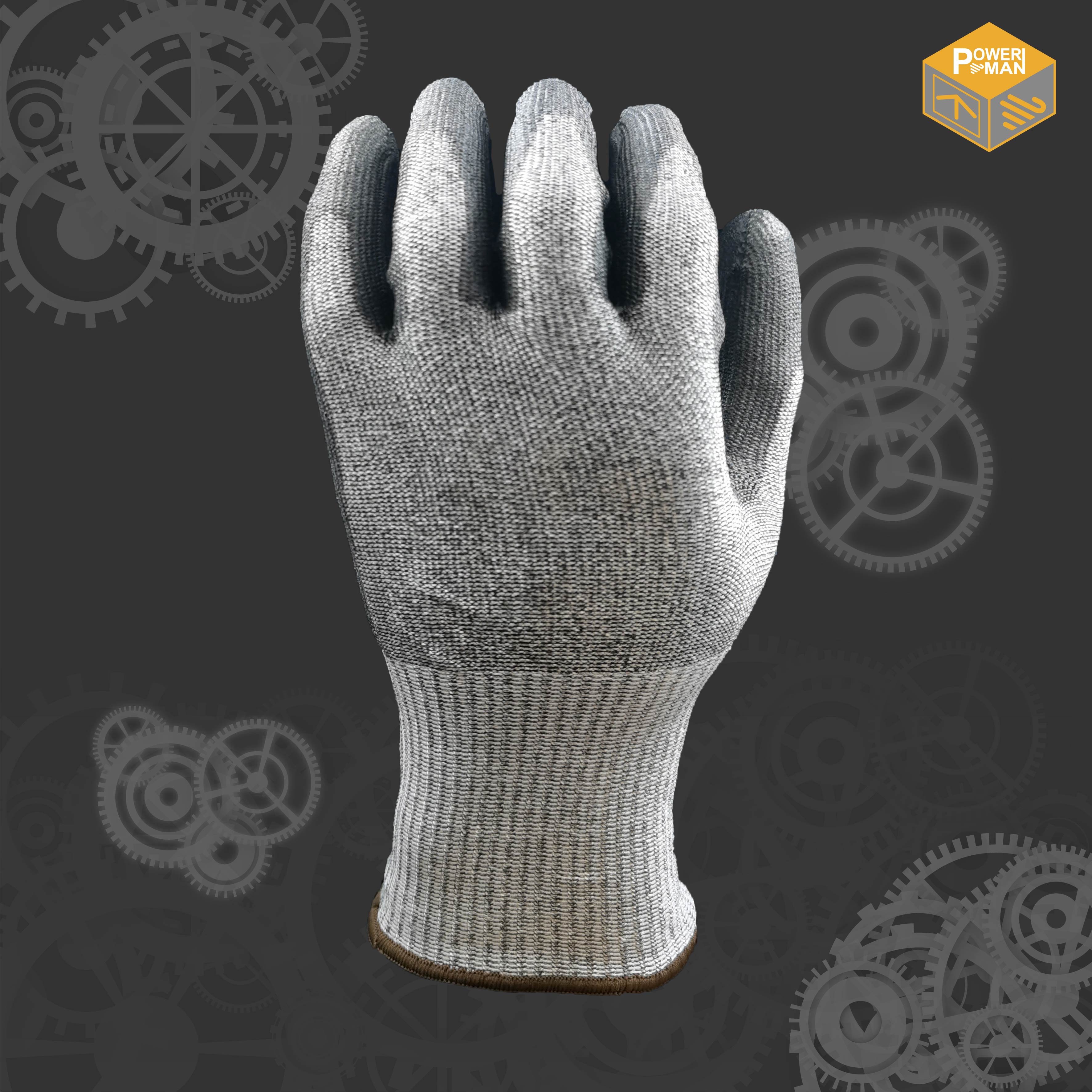 Powerman® 13 Gague Popular PU palm coated HPPE glove (ANSI/ISEA Cut: A5) Featured Image