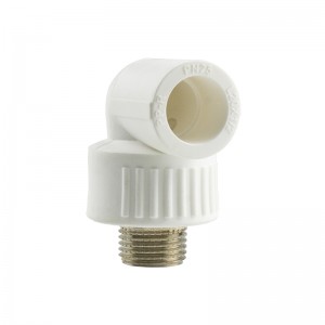 White color PPR brass insert male elbow