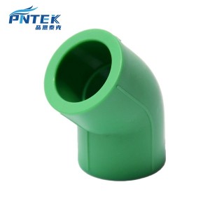 PNTEK Wholesale PPR 45° Elbow Fitting 16mm-160mm PN25 Green/White/Gray for Plumbing System