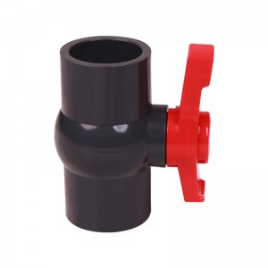 OEM Customized Pp Push Fitting - PVC compact ball valve dark grey body red new handle – Pntek
