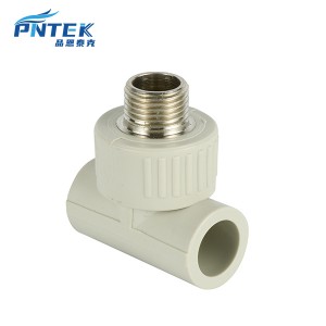 PNTEK Milk White Color PPR Brass Insert Male Tee