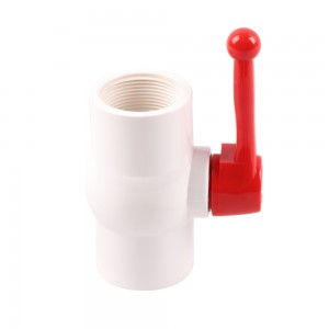 PVC ball valve white body red long handle