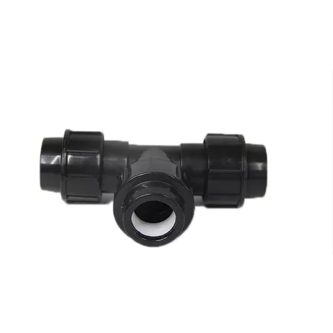 PP compression fittings black color equal tee