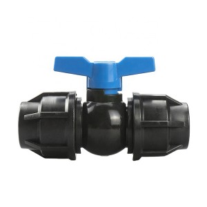 Válvula de bola de compresión de PP de doble unión PN16 y accesorios para riego de acuicultura