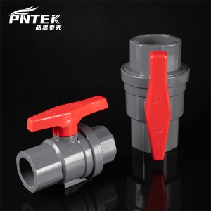 PVC Two Pieces Ball Valve with Red Plastic Hand...
