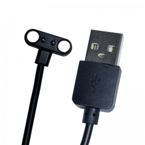 2 pin Pogo Pin Black Charger Magnetic USB Charging Cable