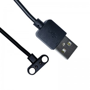 2 pin Pogo Pin Black Charger Magnetic USB Charging Cable
