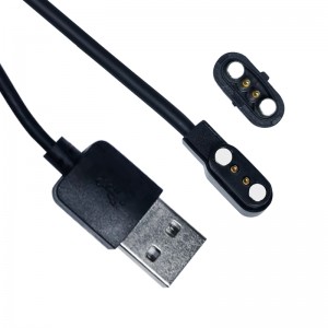 2 pin Pogo Pin Black Magnetic Data USB Charger Cable