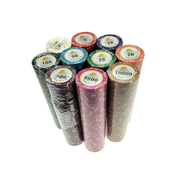 Wholesal clay poker chips five stars deisng various color 14g 40mm with sticks
