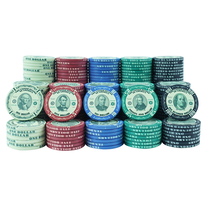 Wholesale custom 10g president ceramic poker chips 39mm casino dollar poker chips for casino game
