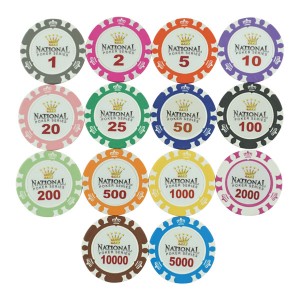Kaile factory wholesale clay poker chips crown design cheap 14g with sitcks