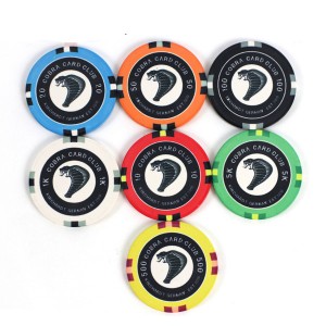 Wholesale custom made 10g colorful ceramic poker chips snake logo 39mm