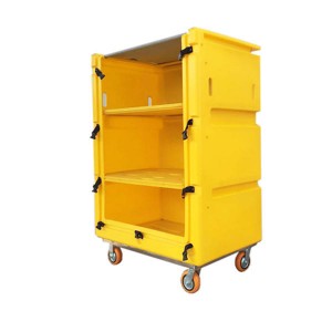China Manufacturer Plastic Laundry Trolley Truck Container for Laundry Center Hospital