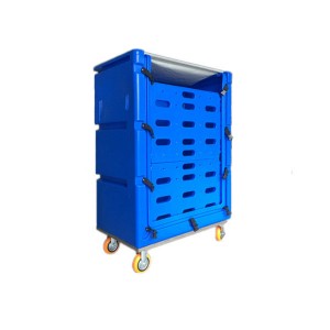 Pono-8001 plastic laundry cage trolley with built-in panels,can be placed lots of things used by hotel&laundry center