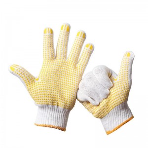Safety Working Double Side PVC Dotted Cotton Knitted Hand Gloves