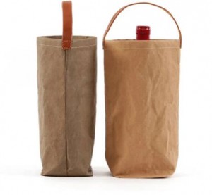 Waterproof Kraft Brown Paper Bottle Bag