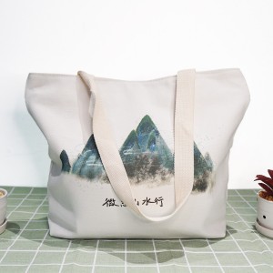 Custom New Style Webbing Decorated Canvas Tote Bag