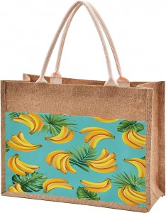 Fashion Printed Grocery Burlap Tote Jute Bag