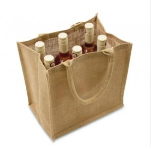 Vintage 100% Jute Linen Wine Bag