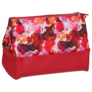 Red Floral Printed Cosmetic Bag