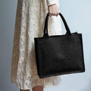 Eco Friendly Black Laminated Jute Tote Bags