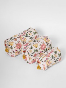 Stylish Embroidery Floral Cotton Makeup Bag