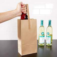 Takeaway Carry Recycled Wine Brown Kraft Paper Bags