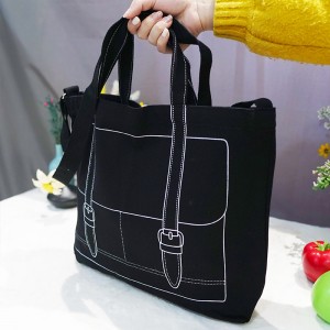 Canvas Tote Bag with Pocket and Zipper