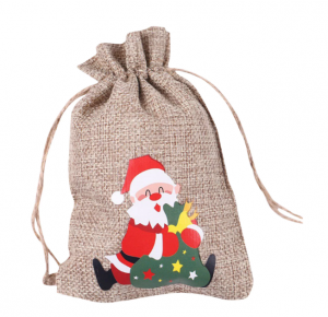 Christmas Embroidery Coloured Jute Linen Bag