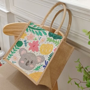 Reusable Eco Friendly Custom Logo Hemp Jute Burlap Tote Bag with Logo