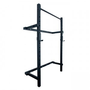 Gym Equipment Half folding wall mounted Foldable squat rack With Weight Lifting Adjustable Pull Up Bar Heavy Duty J-Cups