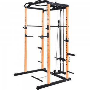 Fitness multi function pull down lat down smith machine Power rack with pulley lat attachment