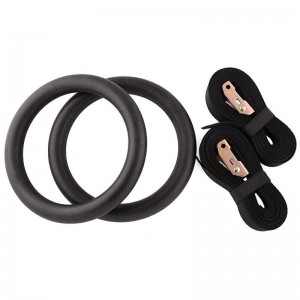 High Quality Fitness Gymnastic Rings With Carabiners For Gym 28mm 32mm Wooden Gym Ring